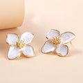 Obega Flower Earrings Stud Rosa Blanco Flores Mujer Pendiente Poste Primavera Verano Nueva Moda Niñas Lindos Joyas