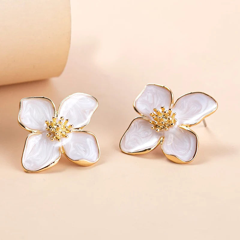 Obega Blumenohrringe Stecker Rosa Weiße Blumen Damenohrringe Ohrstecker Frühling Sommer Neue Trendige Mädchen Süße Schmuckstücke
