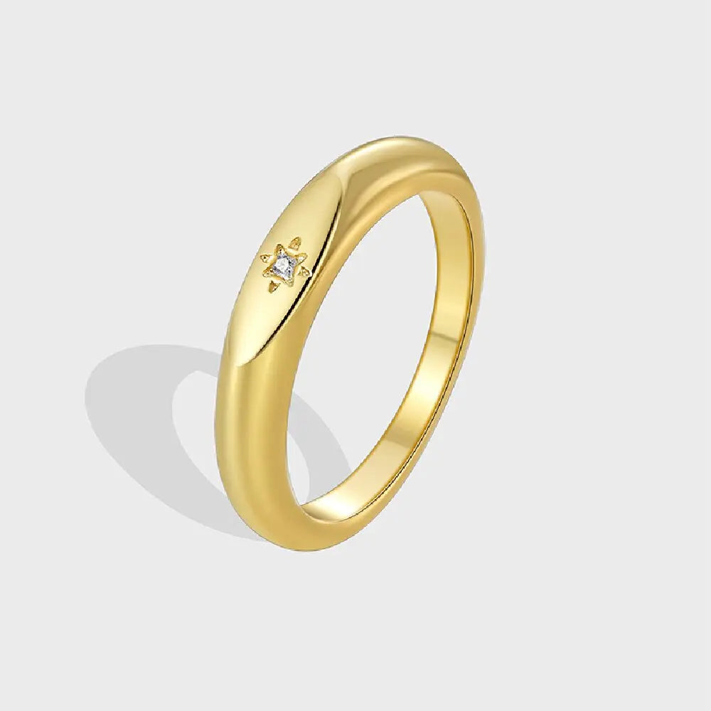 925 Sterling Silber Mode Hochzeit Nordstern Ring für Frauen Cubiz Zirkon Fingerringe Weiblicher Verlobungsschmuck Zubehör
