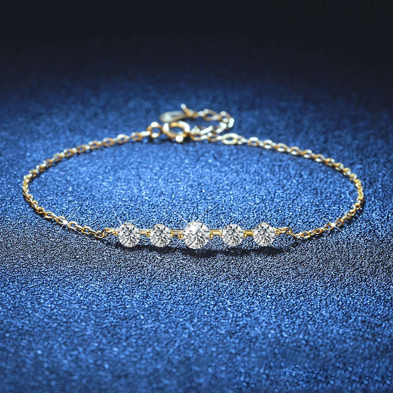NeeTim Voll-Moissanit-Armbänder für Damen, S925 Sterlingsilber, im Labor hergestellte, diamantbeschichtete Goldarmbänder, Hochzeits- und Geburtstagsfeier-Schmuck