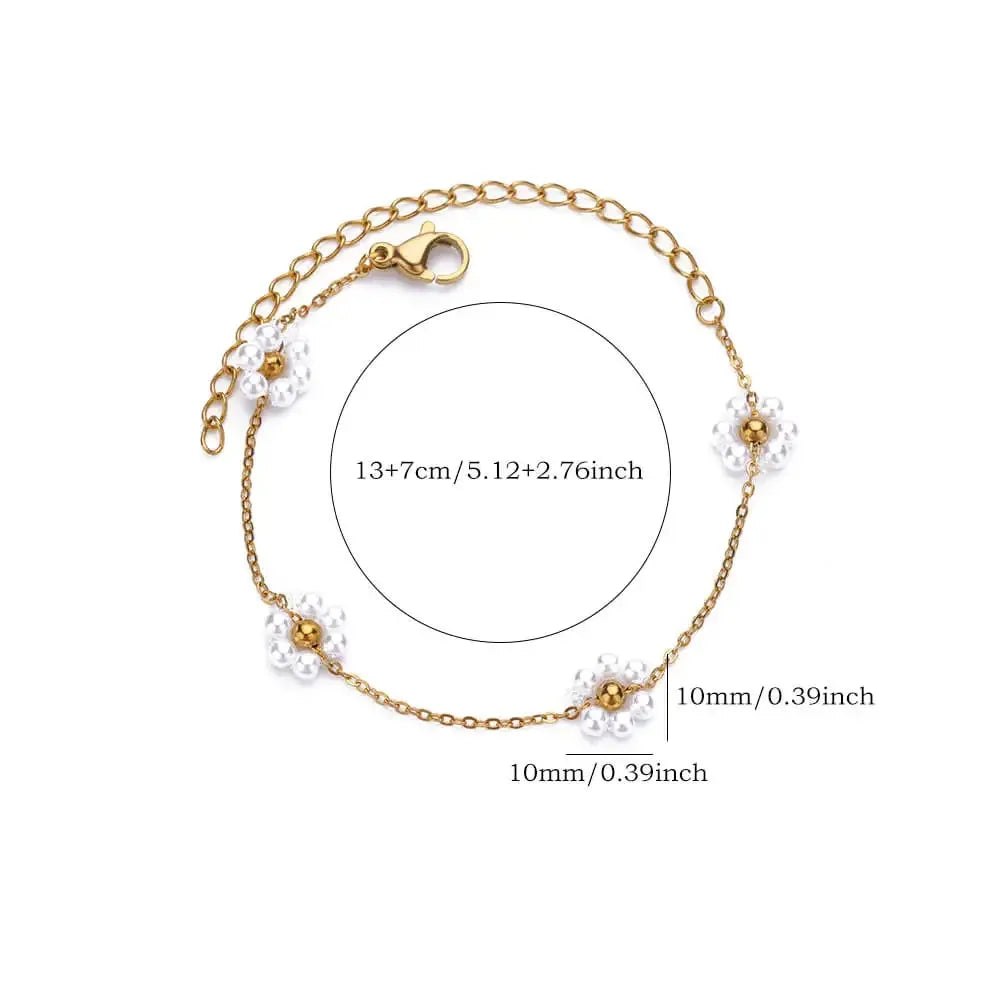 Edelstahl Perlen Runde Schlangenkette Armbänder Für Frauen Gold Farbe Geometrisches Armband Luxus Hochzeit Party Schmuck Geschenk