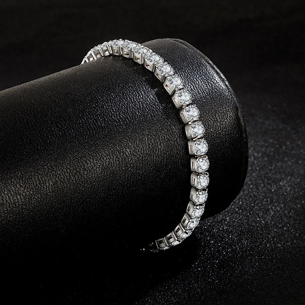 S925 Sterling Silber Armband Zirkonia Tennisball Damen Mode Schlicht Verlobung Hochzeit Charme Schmuck 4mm 16-23cm
