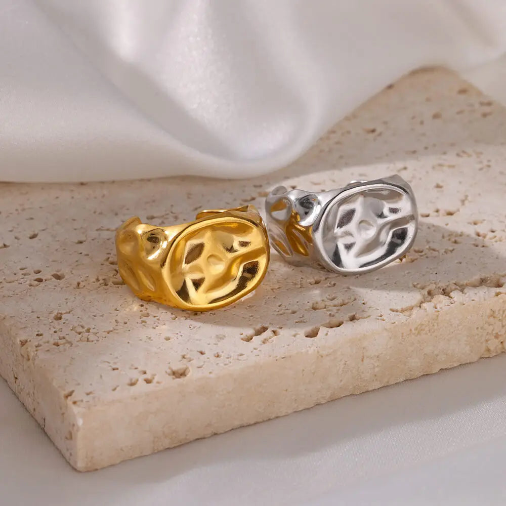 Anillos Irregulares Para Mujer Color Dorado Acero Inoxidable Anillo Geométrico Moda Simple Fiesta Navidad Joyería Regalo Mujer