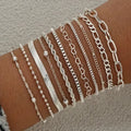 11tlg. schickes Schlangenketten-Armband-Set für Damen, böhmisch, einfach, elegant, Herz, geometrisch, Kette, Urlaub, Date, Freizeit, Schmuckgeschenke