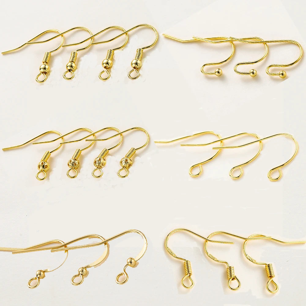 20 unidades/lote 6 estilos 14K 18K Alambres chapados en oro para pendientes con gancho para la oreja Suministros de cierres para pendientes para la fabricación de joyas DIY