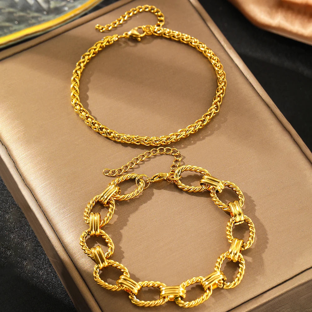 Edelstahl Armband Set Minimalistisches Neues Beliebtes Ketten-Armband für Damen Schmuck Nicht verblassend Hochwertige Geschenke