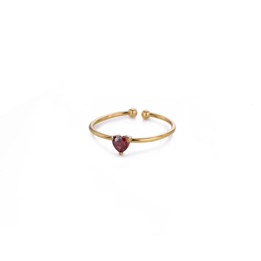 2025 Geburt Bunte Zirkonia Herz Öffnungsringe für Frauen Mode Zierliche Edelstahl Prinzessin Ring Schmuck Hochzeit Geschenk