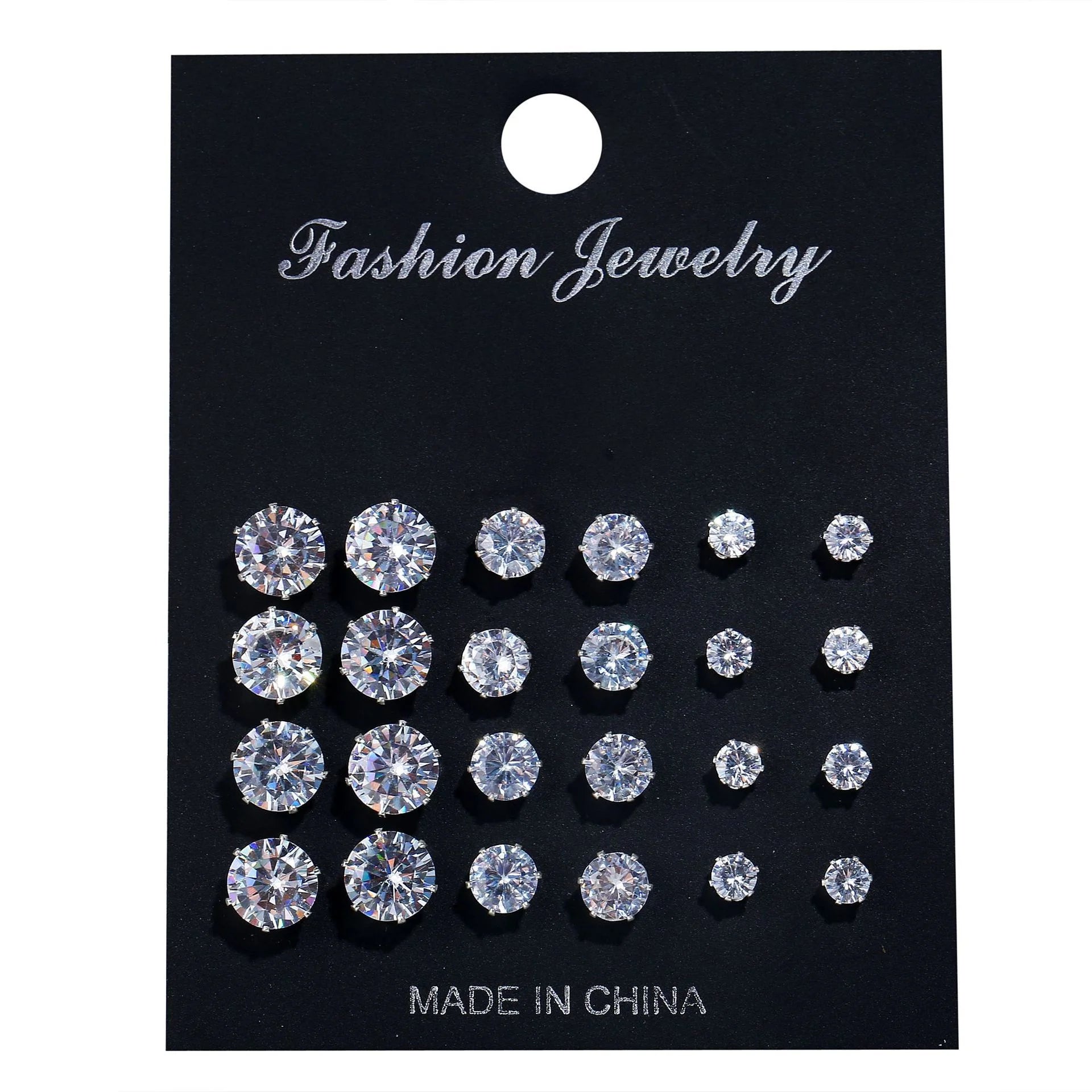 12 Paar Zirkonia-Ohrringe Set, brillante, glänzende Ohrstecker für Frauen, schlichter Perlen-Unregelmäßiger Trendy Schmuck Zubehör 2024 Neu
