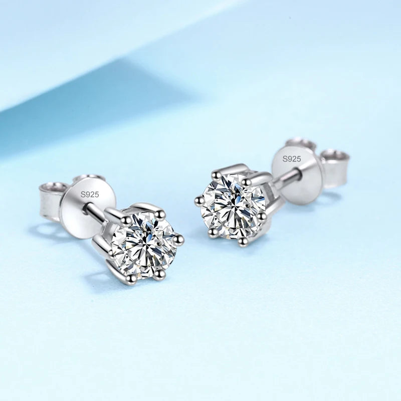 Pendientes de moissanita NeeTim de 0,1 a 3 quilates, color D, diamante de laboratorio, plata de ley 925 con chapado en oro, joyas para bodas y fiestas