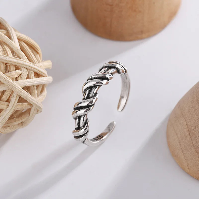925 Sterling Silber gewundene verstellbare Ringe für Damen Hochzeit Luxus Schmuck Großhandel