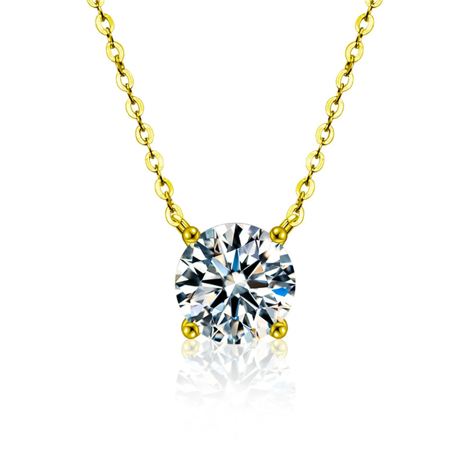 Collar de plata de ley 925 con baño de oro de 18 quilates, cadena versátil de circonita brillante para mujer, joyería de boda