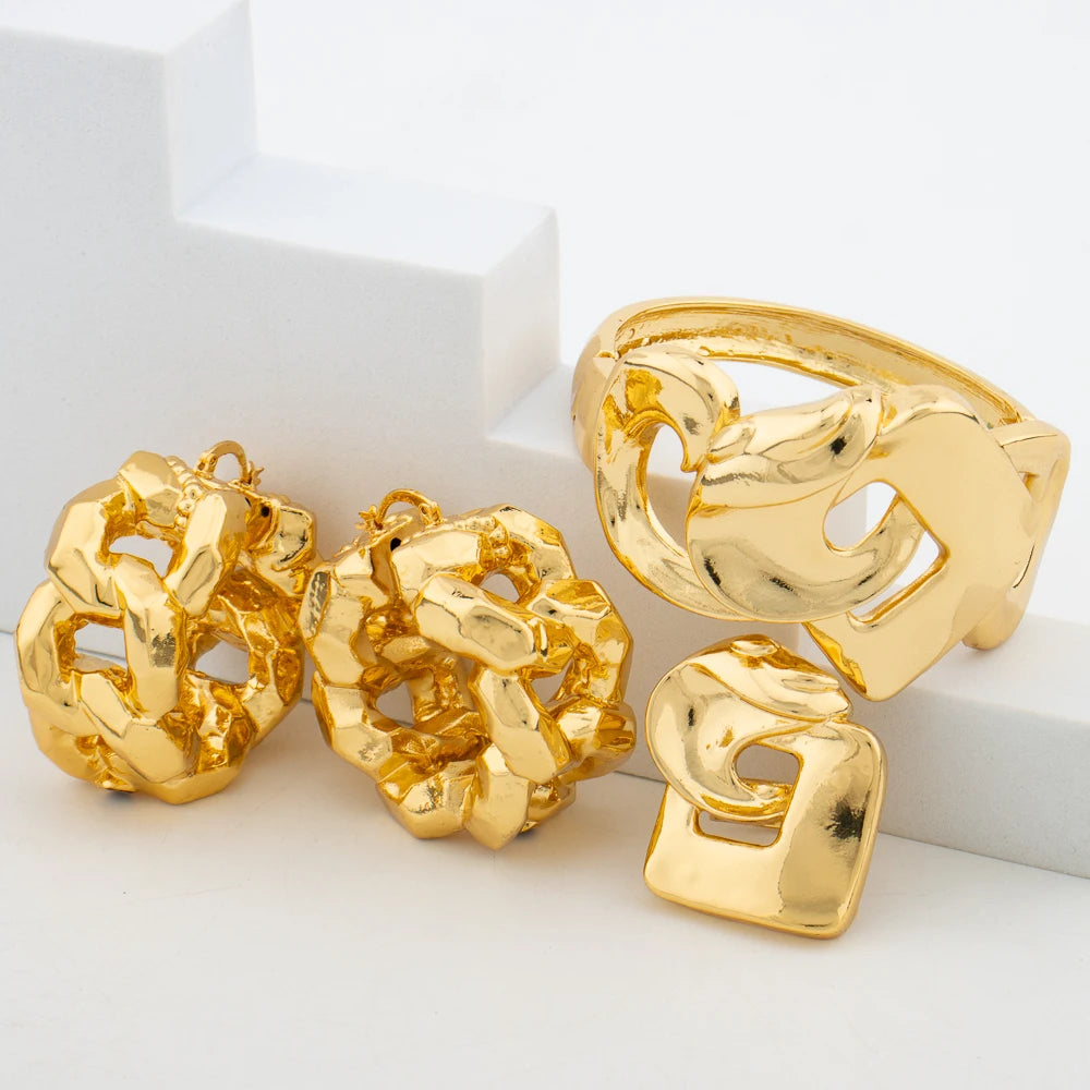 2024 Trend Schmuckset für Damen Baumelohrringe und Armreif Ring Hochzeiten Braut Schmuckset Verlobungsfeier Ohrringe Accessoire