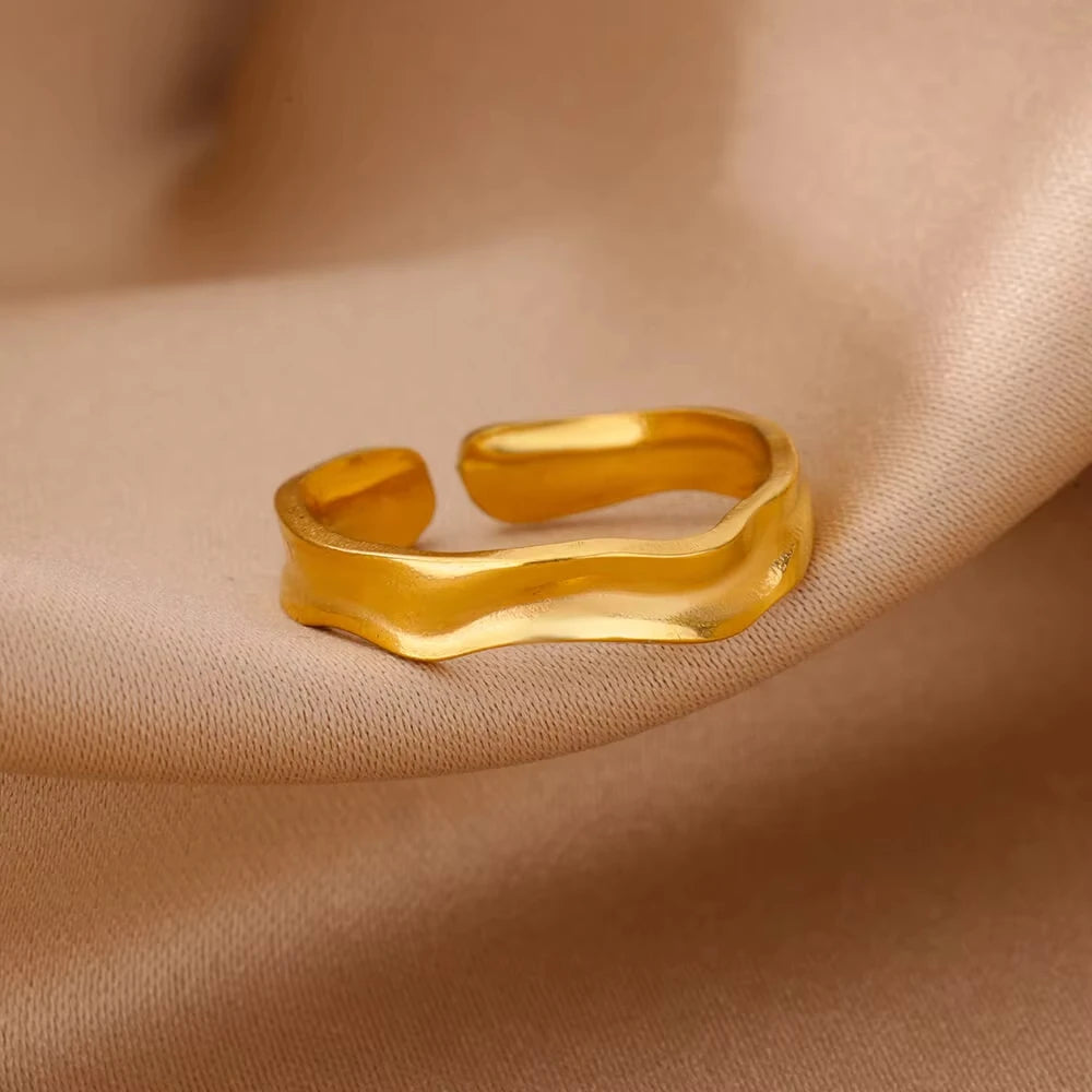 Anti-Stress Drehbare Perlenringe für Damen Herren Goldfarben Edelstahl Doppelte Glatte Perlen Fingerring Party Schmuck Geschenk