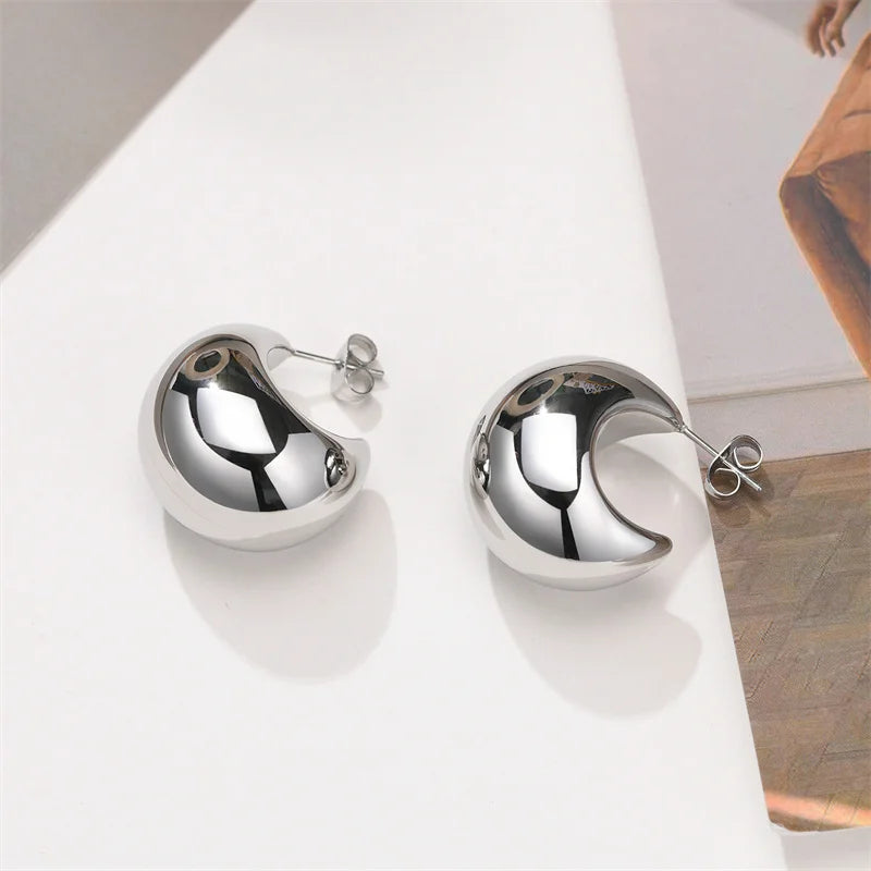Vintage Chunky Dome Drop-Ohrringe für Damen, vergoldet, aus Edelstahl, dicke tropfenförmige Ohrringe, Statement-Hochzeitsschmuckgeschenke