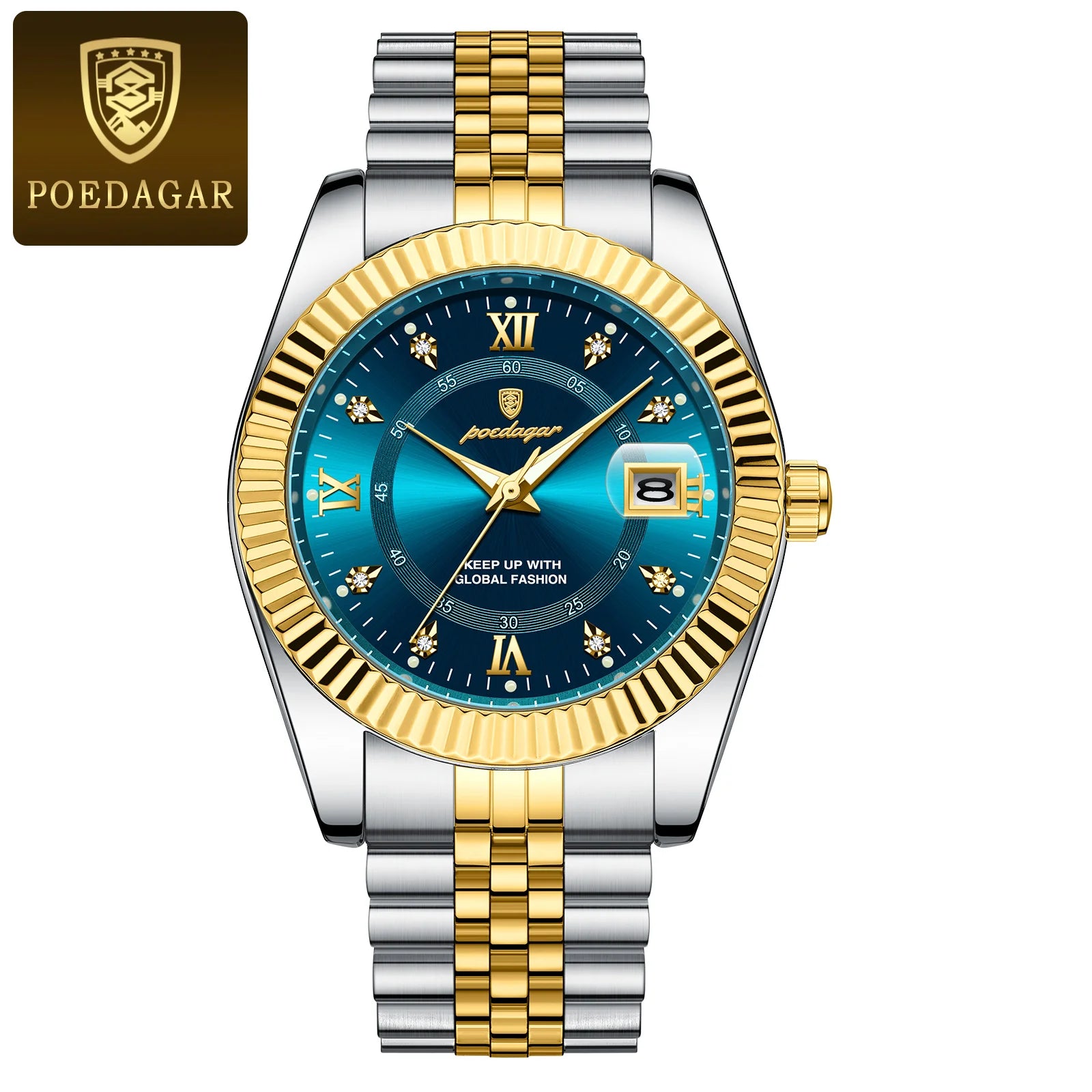 Relojes de cuarzo clásicos de lujo POEDAGAR para hombre, de acero inoxidable, con fecha, resistentes al agua, luminosos, a la moda, de negocios, para hombre