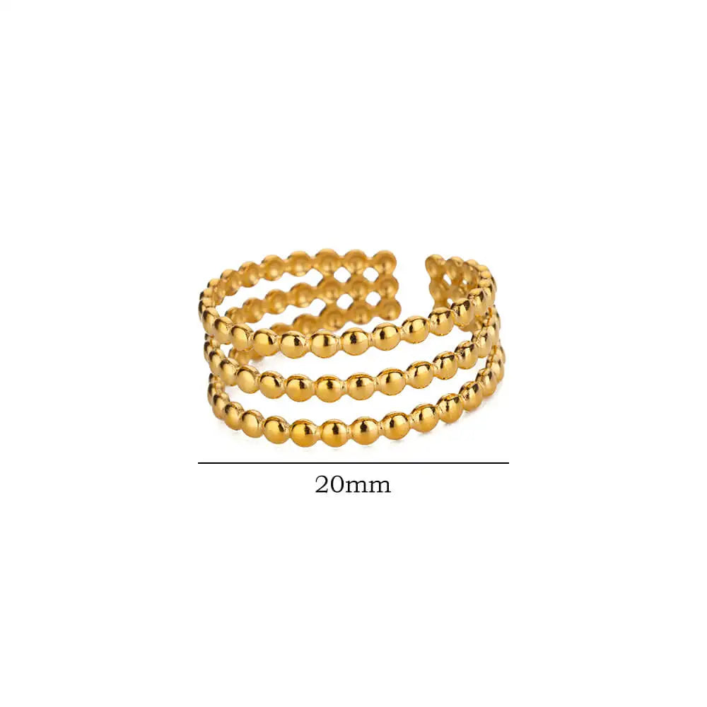 Süßer mehrschichtiger Perlenkettenring für Frauen Edelstahl Goldfarbe Minimalistischer Fingerring 2024 Trend Hochzeit Schmuck Geschenk