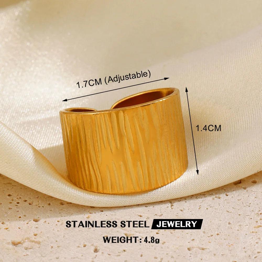 1 Stück Edelstahl Goldfarben Ringe für Frauen Wasserdicht Geometrisch Offener Fingerring Mädchen Mode Alltag Schmuck Accessoires