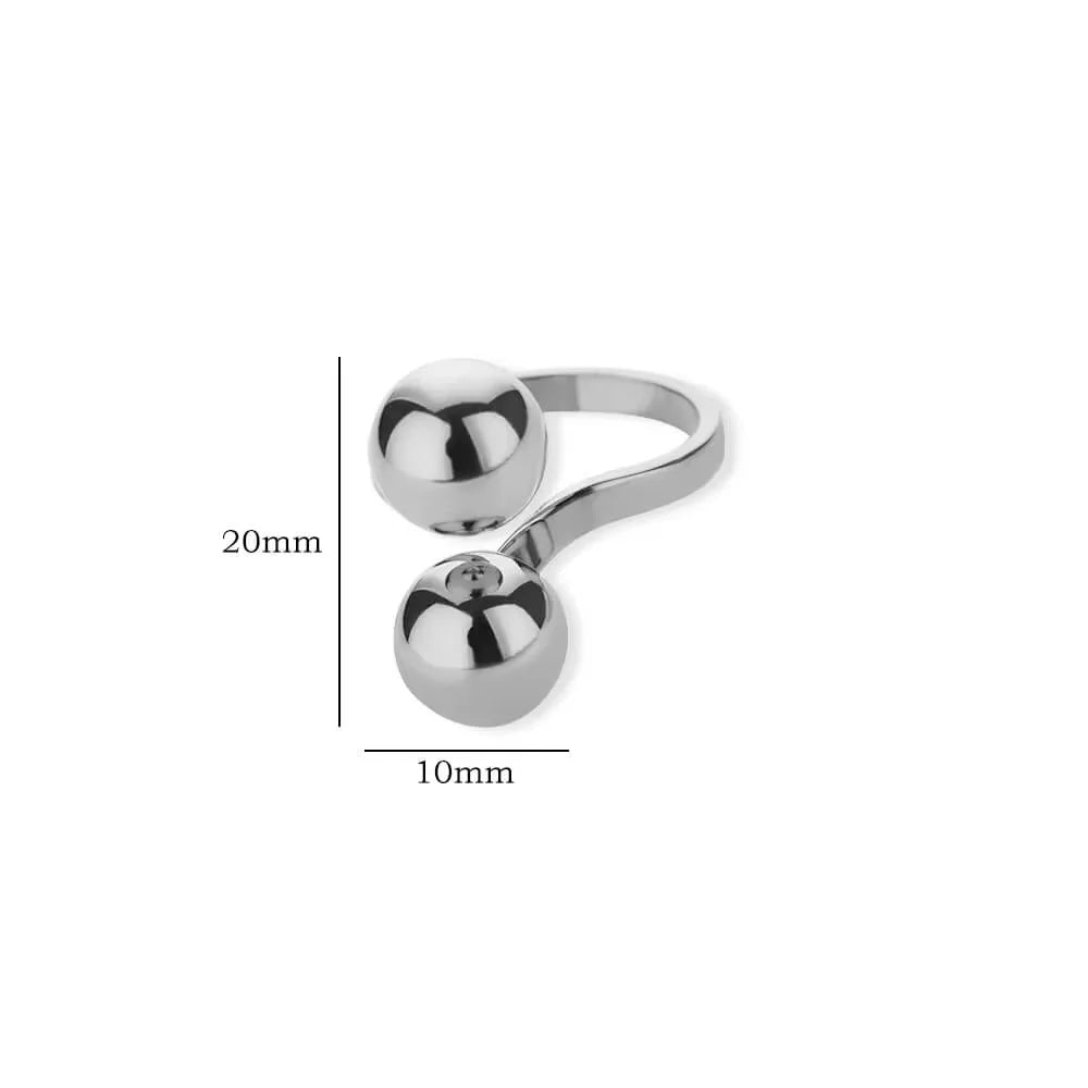 Edelstahl Doppelball Verstellbarer Ring für Damen Unisex Goldfarben Trendige Fingerringe Dekompressionsschmuck Geschenke Anillos