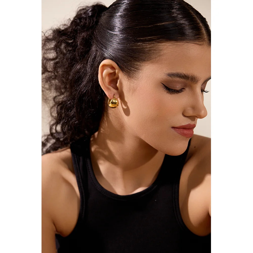 Yhpup Charm Stainless Steel Chunky Geometric Unusual Earrings Personalized Metal Rust Proof 18K Gold Color Jewelry Bijoux Femme