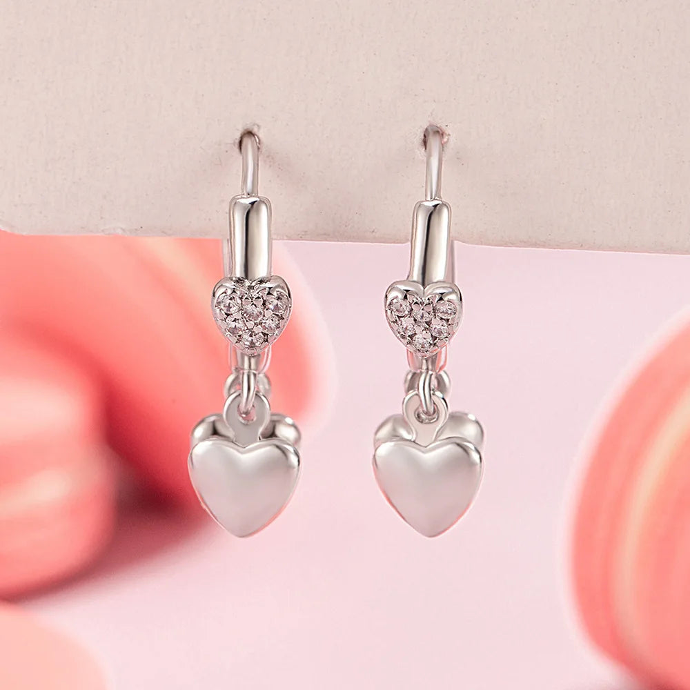925 Sterling Silber Herz Zirkonia Ohrstecker Für Frauen Hochzeit Elegant Luxus Schmuck Accessoires Schmuck Allergie Vorbeugen