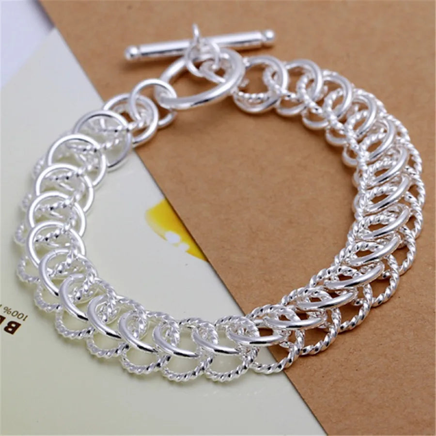 925 Sterling Silber exquisites massives Kettenarmband Mode Charms Frauen Männer massiv Hochzeit süße schlichte Modelle Schmuck