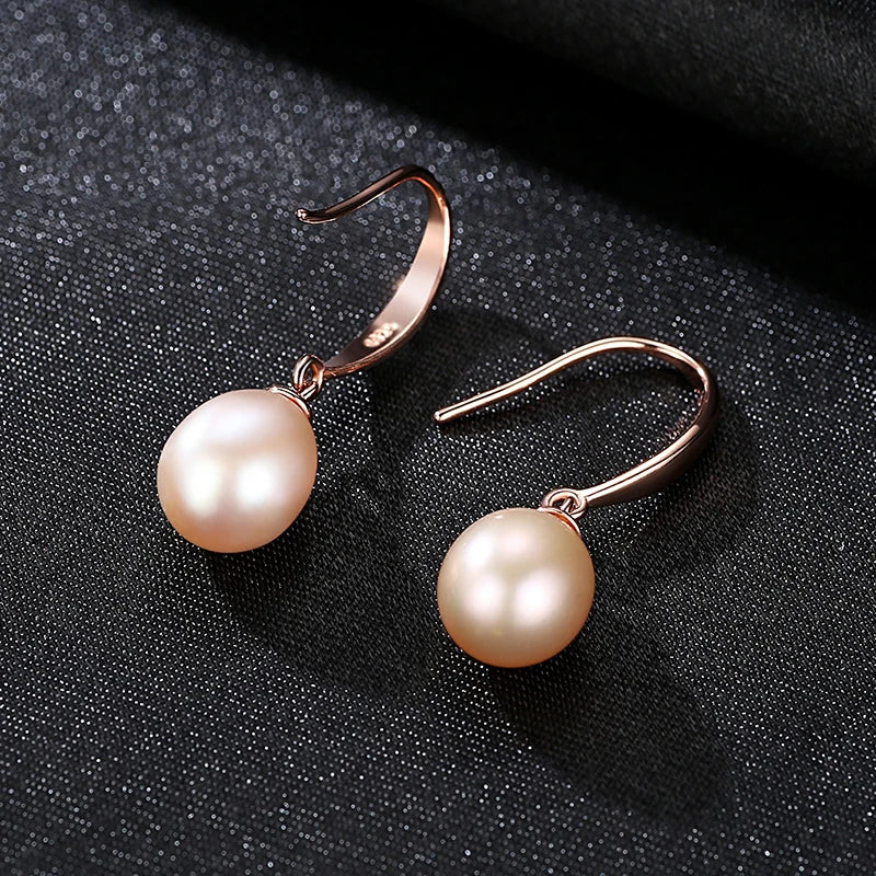 925 Sterling Silber Roségold Ohrhänger Für Frauen Süßwasserperlen Ohrringe Hochzeitsschmuck Weiß Rosa Lila