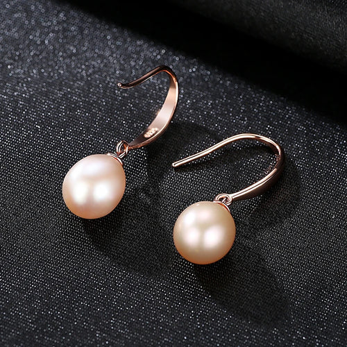 925 Sterling Silber Roségold Ohrhänger Für Frauen Süßwasserperlen Ohrringe Hochzeitsschmuck Weiß Rosa Lila