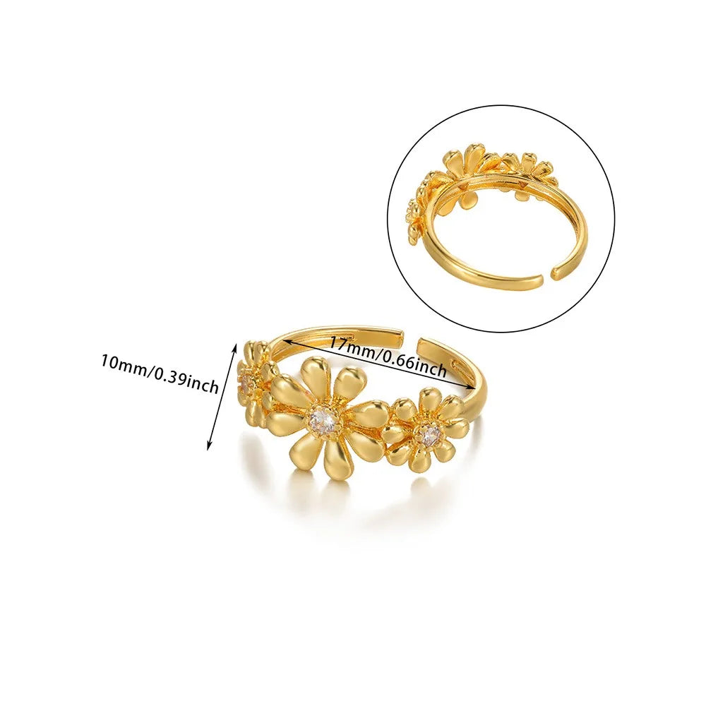 Edelstahl Übertrieben Große Blumenringe Für Frauen Gold Farbe Sonnenblume Fingerring Weiblich Mode Ästhetischer Schmuck Geschenk