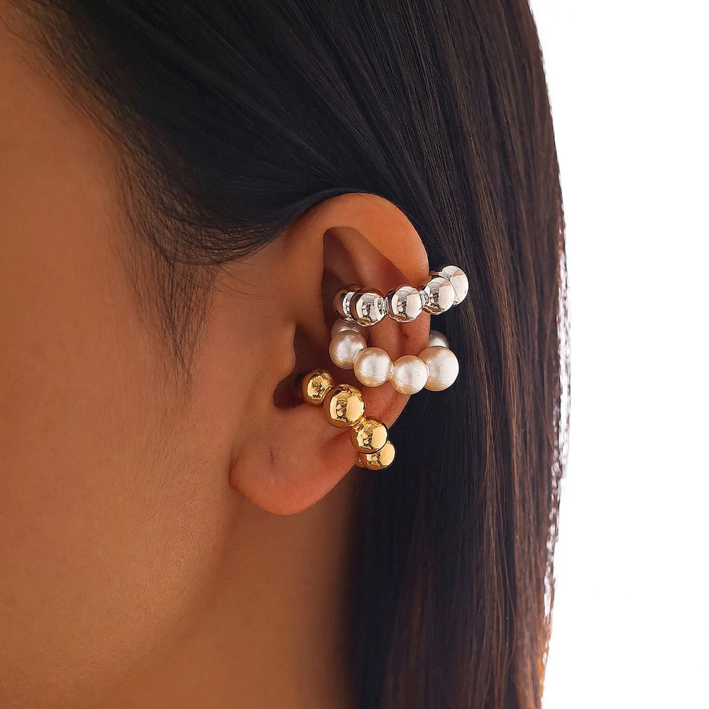 Three Pieces Set Pearls Without Ear Holes Clip Earrings for Women Fashion Customized Jewelry Minimalist Accessories Wholesale