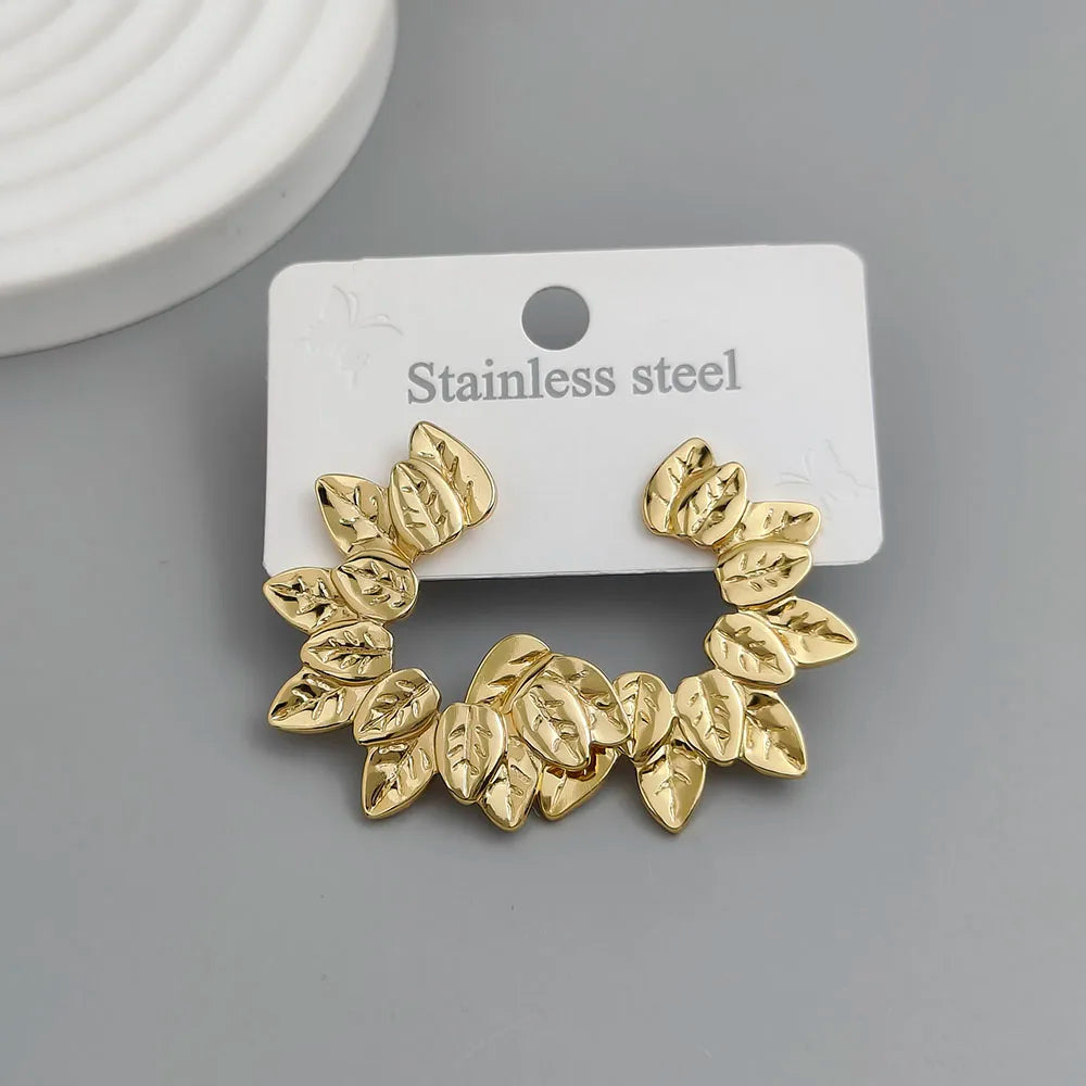 Kreative Heavy-Metal-Ohrringe aus Edelstahl mit fünfeckigem Stern und Blättern, wasserdicht und rostfrei, Partyschmuck für Damen
