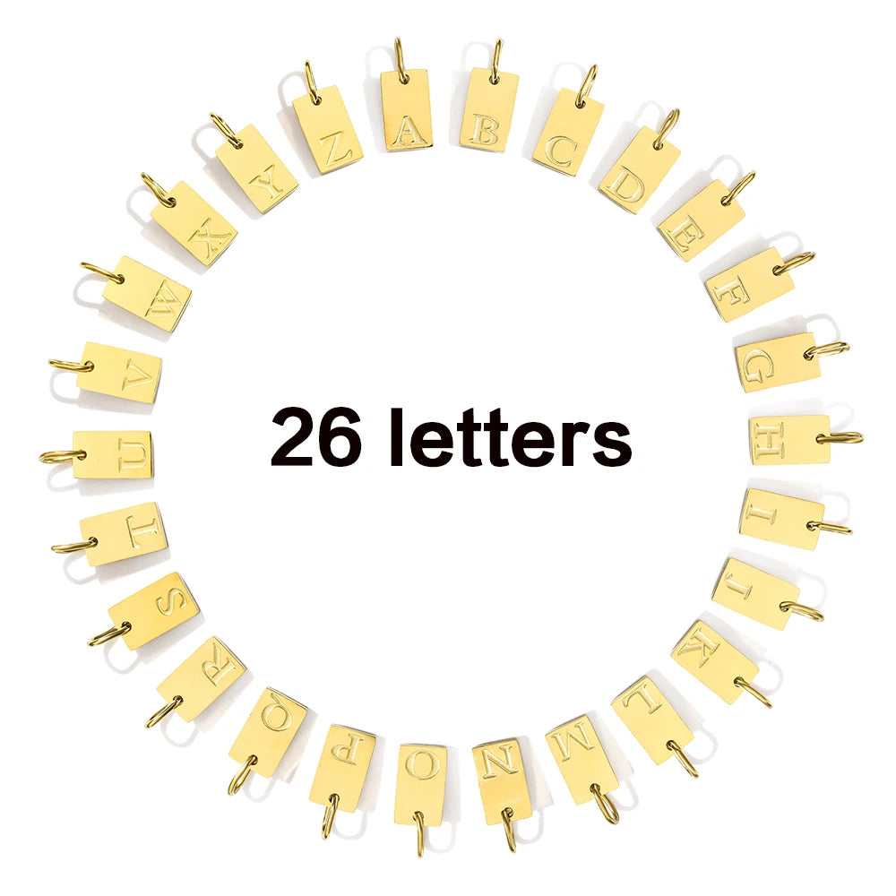 Alphabet-Anhänger für Halsketten, Edelstahl-Schmuck, DIY gravierte Schriftzüge, Accessoires, Damenschmuck