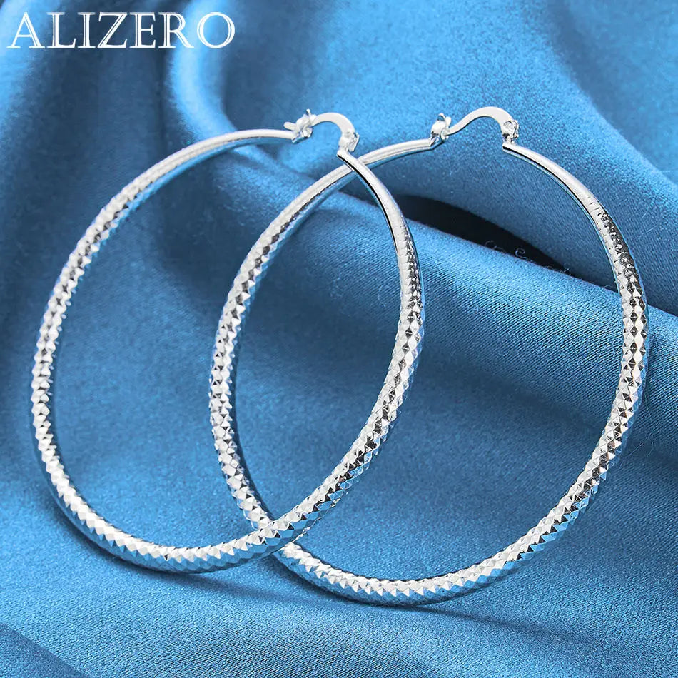 ALIZERO 925 Sterling Silber Ohrringe Einfache runde Kreolen Ohrringe für Frauen Mode Hochzeit Verlobung Charm Schmuck Geschenke