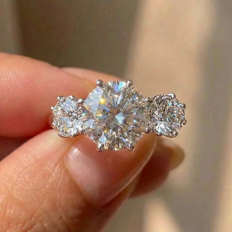 Anillos de boda elegantes y sencillos de plata de ley 925 para mujer con circonita cúbica brillante Anillos de compromiso Joyería de eternidad