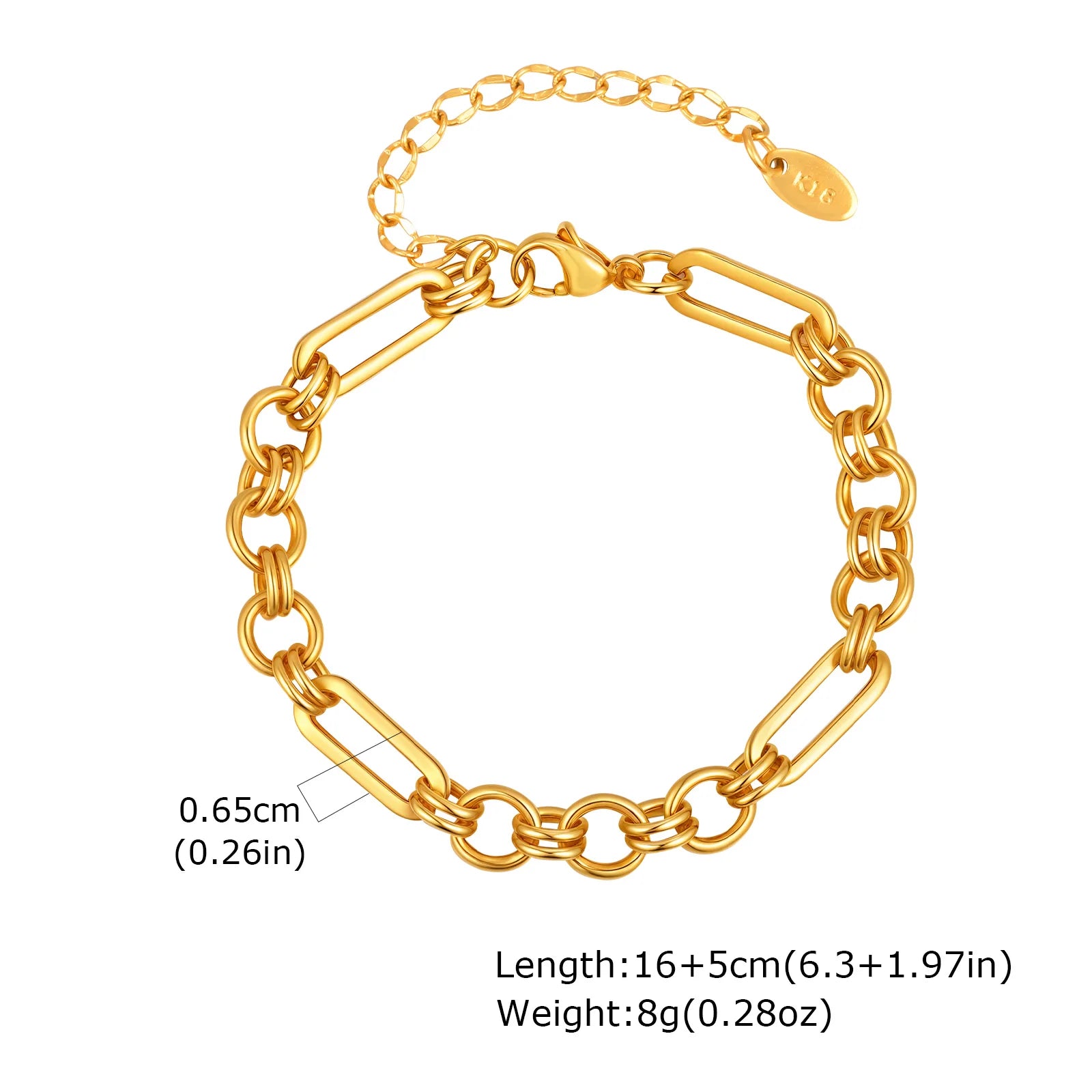 Massive klobige Toggle-Armbänder für Damen, Edelstahl OT-Verschluss-Gliederkettenarmband, vergoldet, anlaufgeschützt
