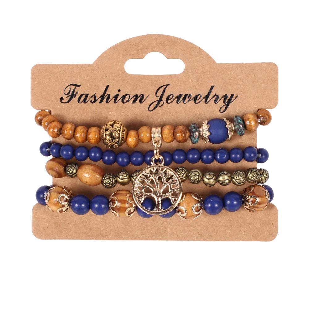 Böhmisches handgefertigtes Perlenarmband-Set für Damen Sommer Bunte Perlenketten-Armreif Mädchen Boho Schmuckzubehör