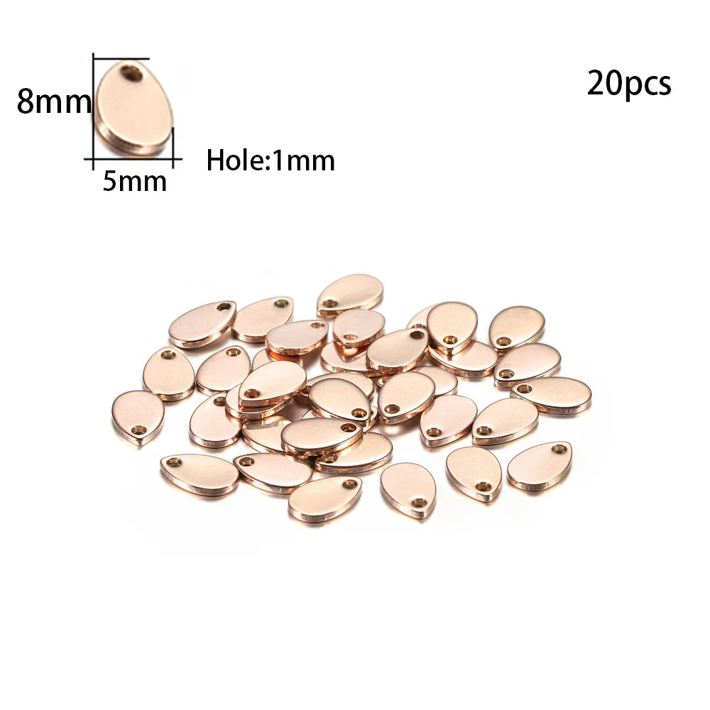 10-50 Piezas de Acero Inoxidable Dorado, Placas de Identificación Personalizadas, Óvalos en Forma de Corazón, Dijes, Colgantes para Suministros de Fabricación de Joyería DIY