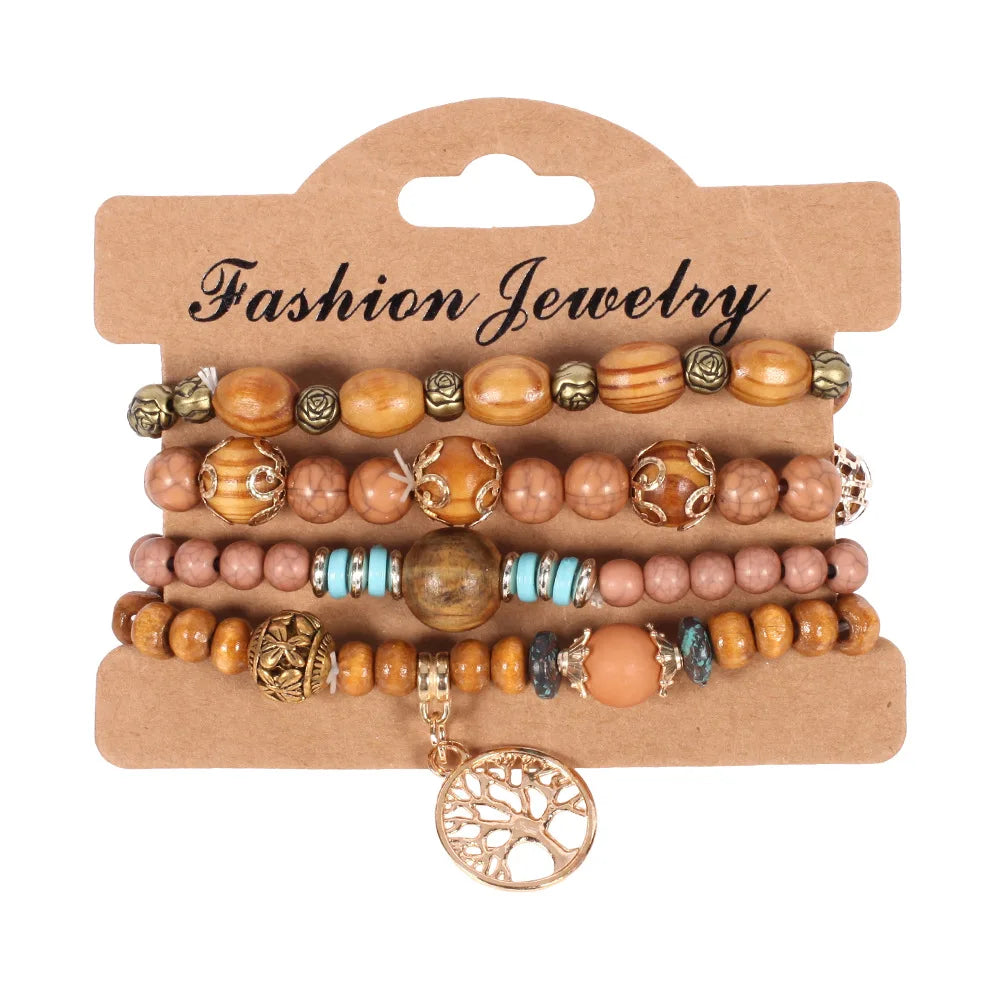 Böhmisches handgefertigtes Perlenarmband-Set für Damen Sommer Bunte Perlenketten-Armreif Mädchen Boho Schmuckzubehör