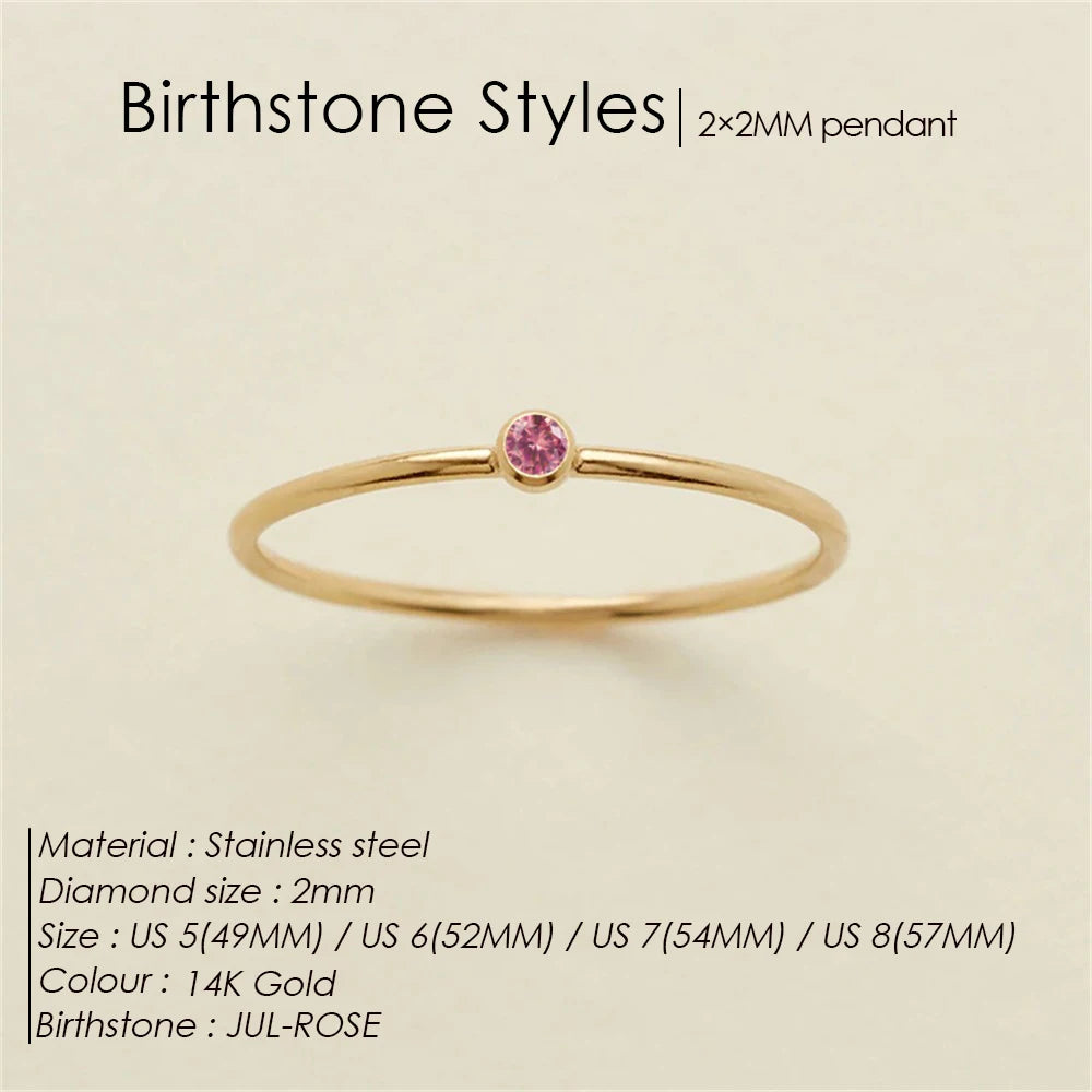 eManco Edelstahl Geburtssteinring Goldfarben Schlichter Modestil Für Damen Festival Party Geschenk