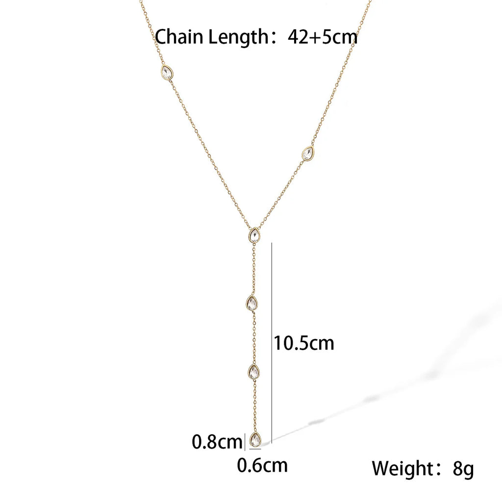 NEWBUY Fashion Gold Color Stainless Steel Choker Necklaces For Women Delicate White/Green/Red CZ Zircon Inlay Jewelry