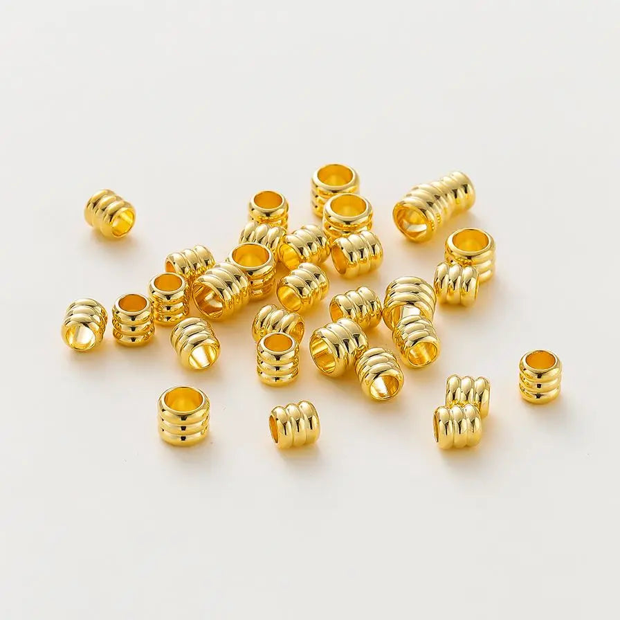 20 30 50 Stücke/Charge 14K 18K Vergoldeter Zylinder Charme Metallperlen Lose Zwischenperlen Für Armband DIY Schmuckherstellung Zubehör