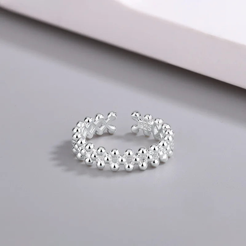 925 Sterling Silber Zweischichtiger Kugel Offener Ring Für Damen Hochzeit Luxus Qualität Schmuck Zubehör Schmuck Argent 925