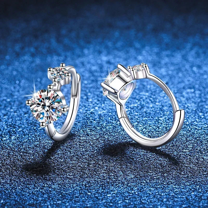 Pendientes de aro NeeTim Full Moissanite de plata de ley 925 chapados en oro de 18K, regalo de joyería de lujo para boda, pasa el probador de diamantes