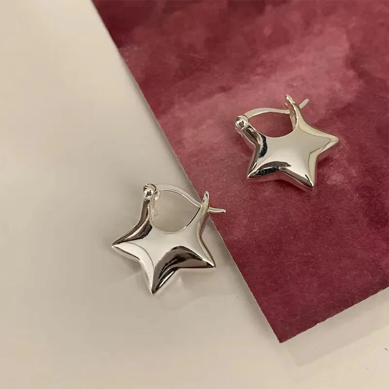 Pendientes de estrella sencillos vintage de plata de ley 925 para mujer, joyería de moda, previenen alergias, accesorios de fiesta, regalo