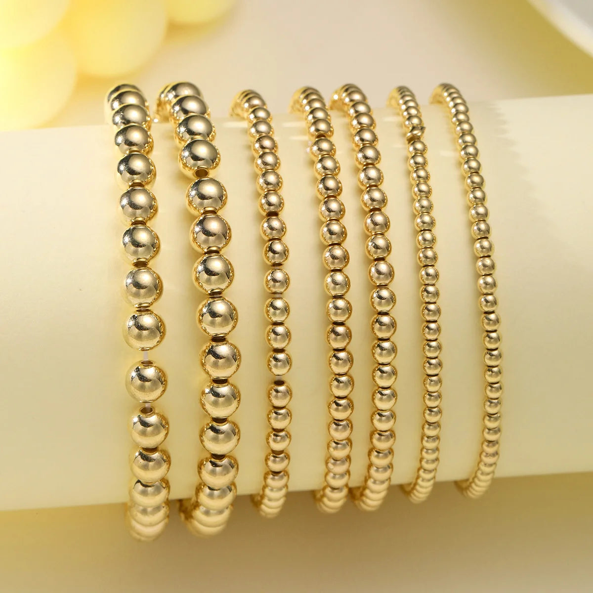 7 Teile/Satz Vintage handgemachte goldfarbene Perlenarmbänder Set Stretch Damen Trend Armbänder Fashion Mädchen Party Boho Schmuck Geschenke