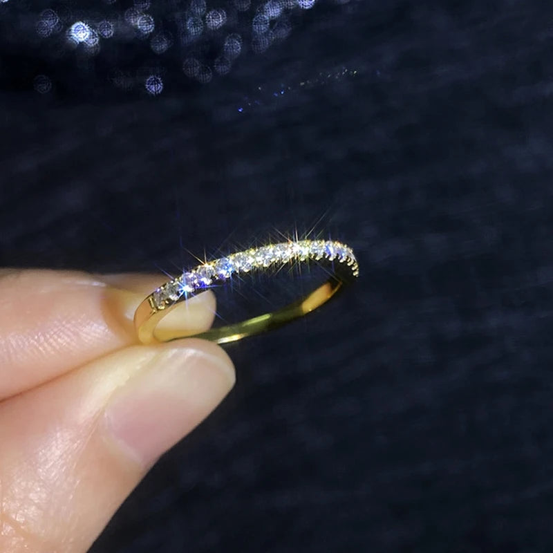 NeeTim Anillo de boda de moissanita de color completo, banda de eternidad de plata de ley 925, anillos de fiesta para mujer, anillos de novia de compromiso