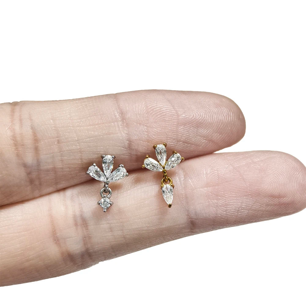 ASTM F136 G23 Titan Blumen Anhänger Labret Threadless Piercing Schmetterling Push-in Lippenstecker Daith Conch Ohrring 16G 18G 20G