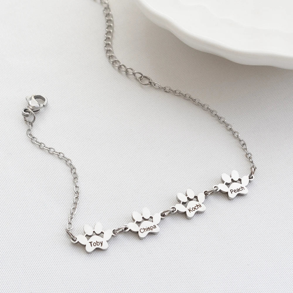 Minimalist Claw Bracelet Customized Engraved Name Bracelet Personalized Stainless Steel Dog Claw Bracelet