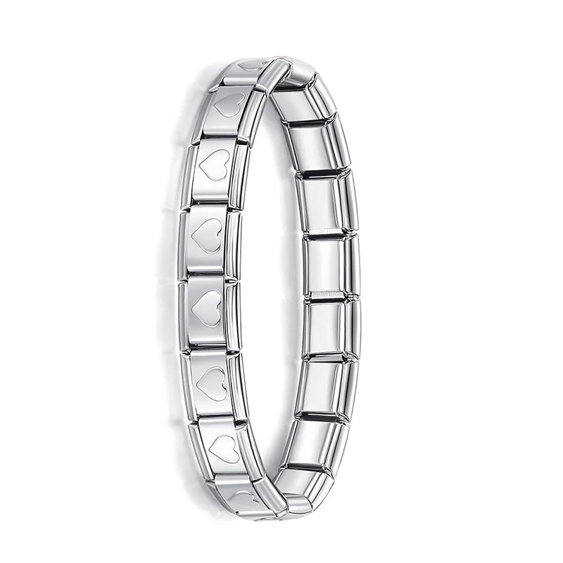 Hapiship Neue Damen Schmuck 9mm Breite Italienisches Elastisches Charm Armband Mode Edelstahl Armreif ST-