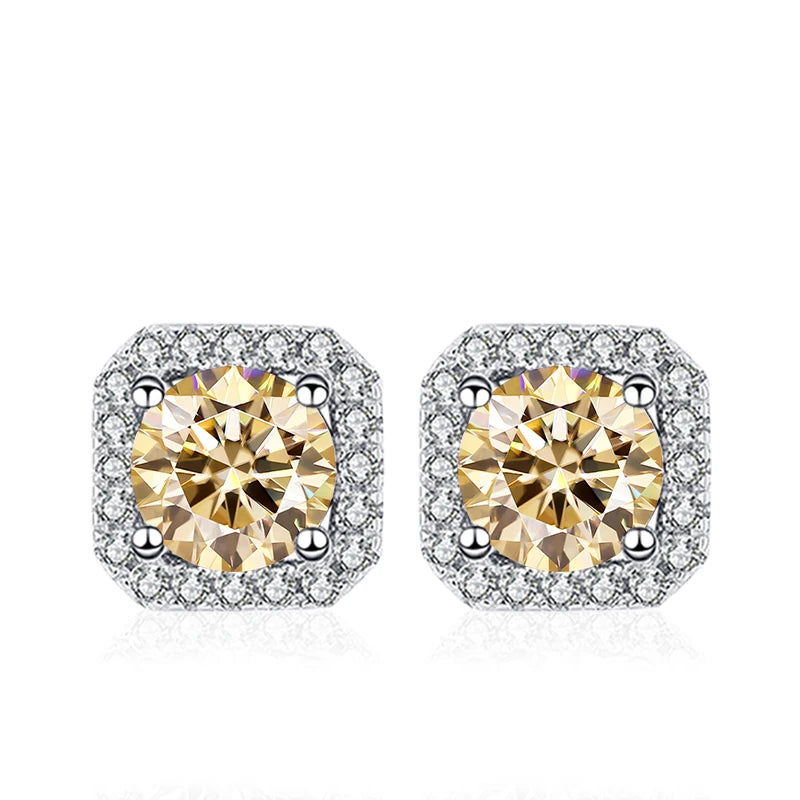 NeeTim 0.5ct 1ct Rosa Moissanit Ohrstecker für Damen 925 Sterling Silber Schwarz Blau Grau Funkelnde Labor Diamant Ohrringe