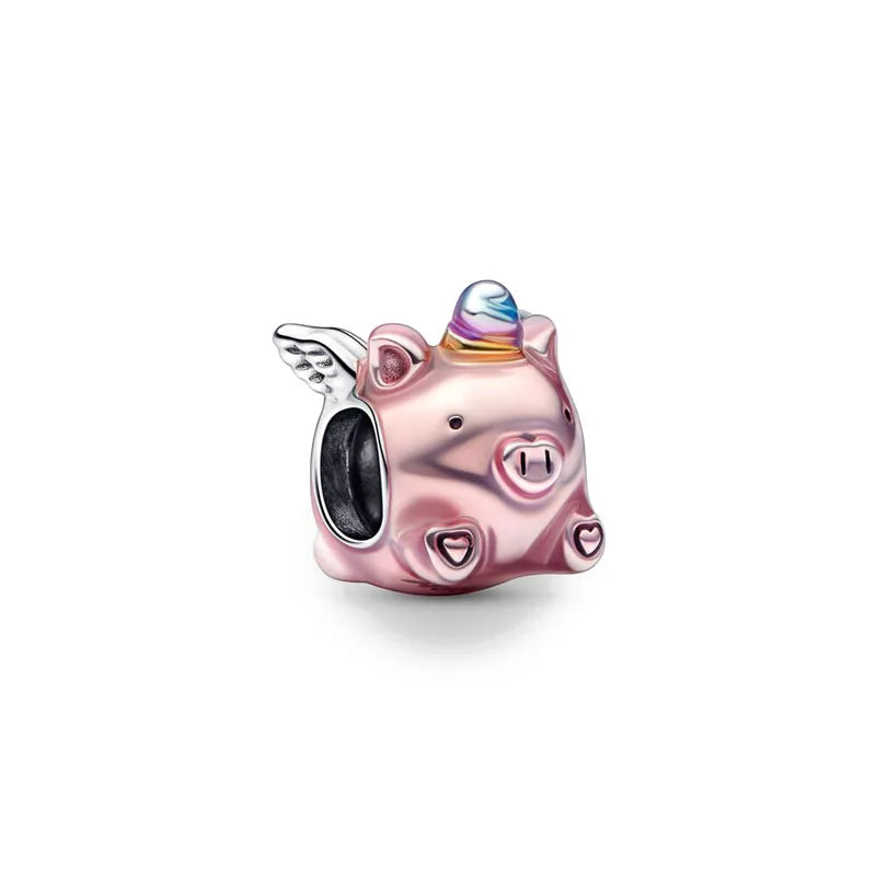 Europäisches Neues 925 Sterling Silber Frühling Neue Rosa Blume Ballon Katze Diy Perlen Charm Passend Europäische S925 Armband Armreifen